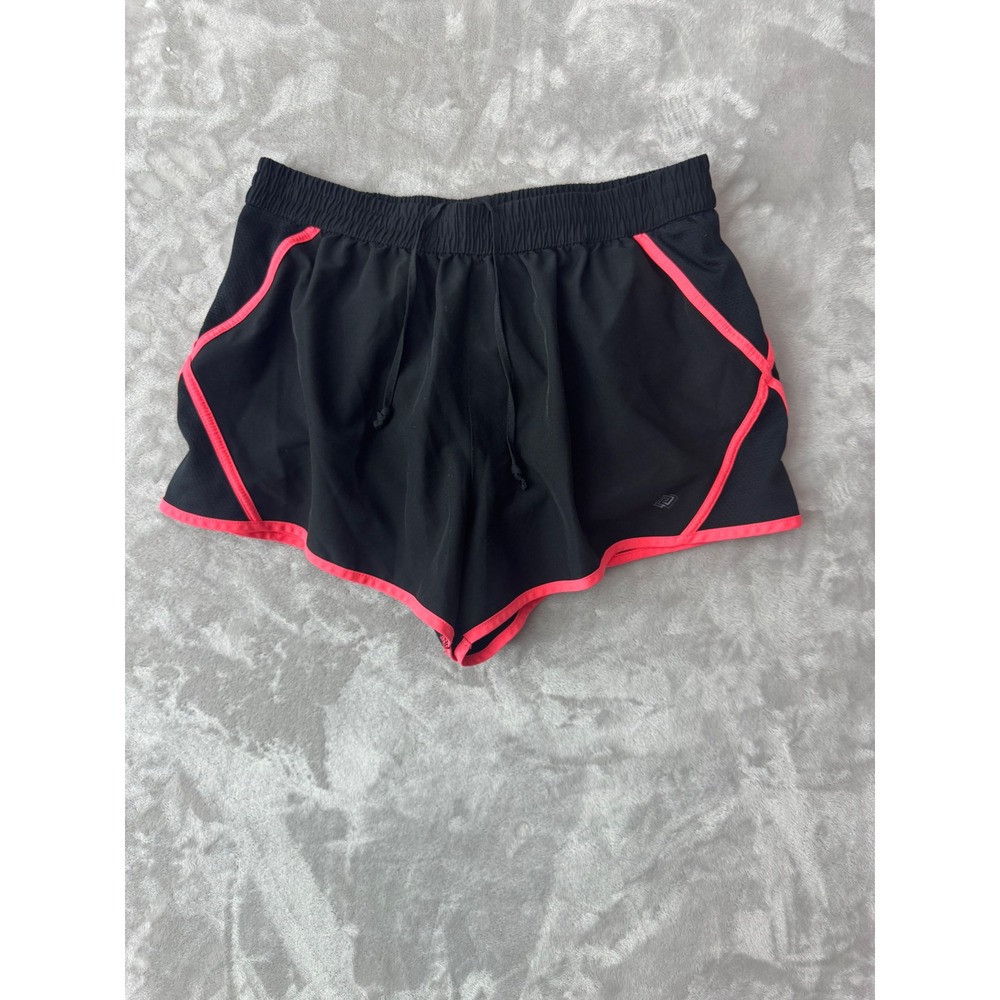 Zelos Womens Running Shorts Black‎ Neon Pink Trim Mesh Panels Large L 1455